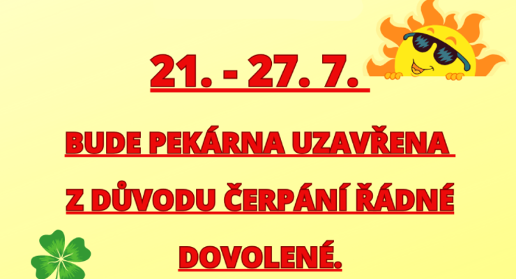 Pekárna Vraník - dovolená