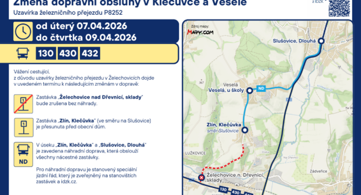 Dočasná změna dopravní obsluhy v Klečůvce a Veselé