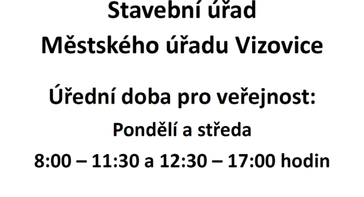 Omezení úředních hodin Stavebního úřadu MěÚ Vizovice
