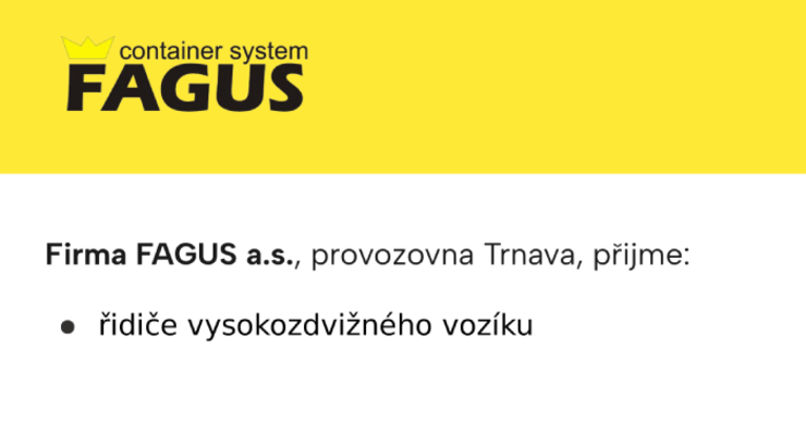 Nabídka práce Fagus - VZV