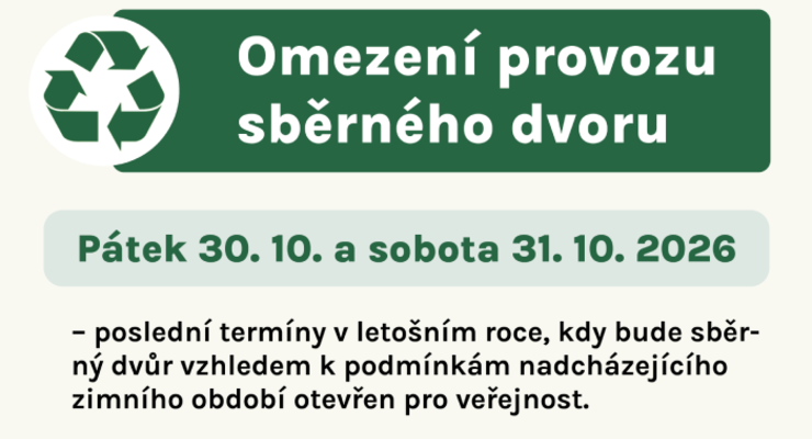 Sběrný dvůr - omezení provozu podzim 2026